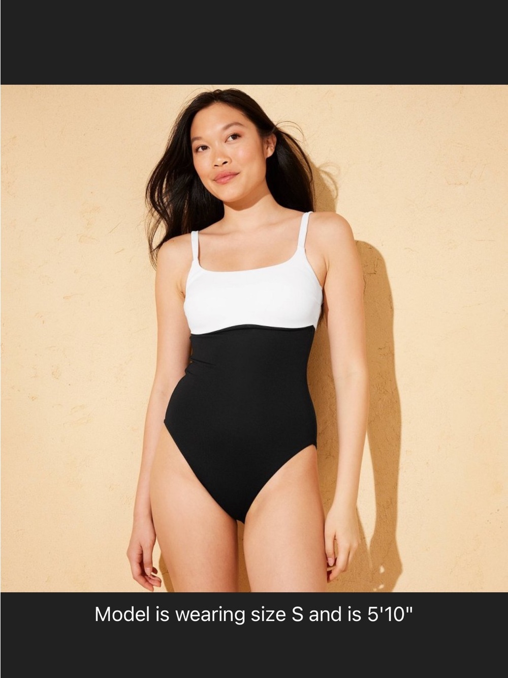 Shade & Shore Black and White Colorblock One-Piece Swimsuit